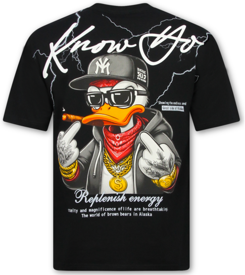 True Rise Oversized T shirt Heren - Funny T-shirt Duck - T-shirts Heren Grappig -  T shirt Heren met Print -1970- Zwart