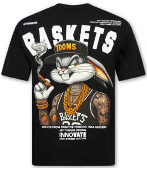 True Rise T shirt Heren Grappig - T shirt Heren met Print - Oversized T shirt Heren - Fun Shirts Bunny -1969- Zwart