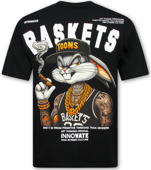 True Rise T shirt Heren Grappig - T shirt Heren met Print - Oversized T shirt Heren - Fun Shirts Bunny -1969- Zwart