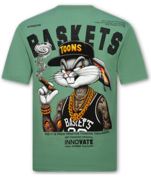 True Rise T shirt Heren met Print - T shirt Heren Grappig - Oversized T shirt Heren - Fun Shirts Bunny -1969- Groen