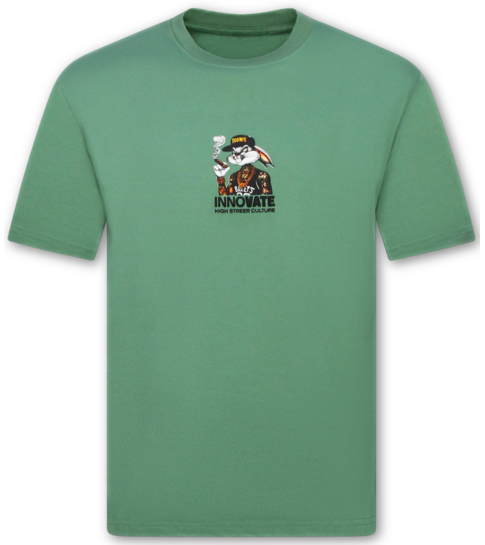 True Rise T shirt Heren met Print - T shirt Heren Grappig - Oversized T shirt Heren - Fun Shirts Bunny -1969- Groen