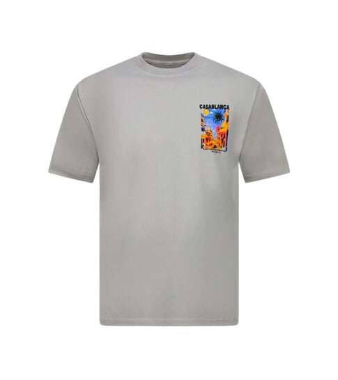 True Rise Casablanca Heren T shirt Oversized - T shirt Heren met Print Puzzel -1997- Grijs