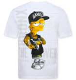 True Rise T shirt Heren - T shirt Heren met Print  - T shirt Heren Grappig- Fun Shirts Simpsons -1982- Wit
