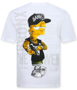True Rise T shirt Heren - T shirt Heren met Print  - T shirt Heren Grappig- Fun Shirts Simpsons -1982- Wit