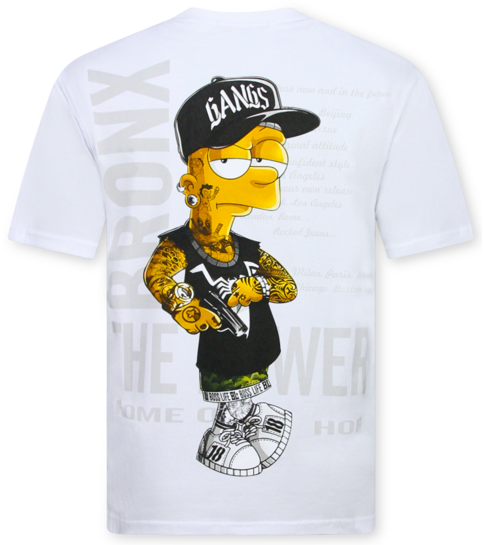 True Rise T shirt Heren - T shirt Heren met Print  - T shirt Heren Grappig- Fun Shirts Simpsons -1982- Wit