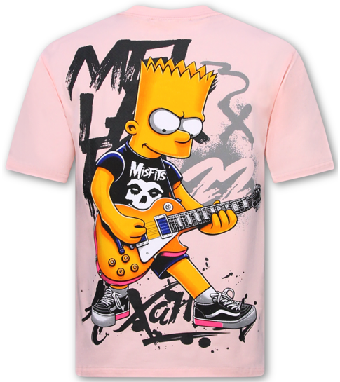 True Rise T-shirts Heren Grappig - Shirt Heren - Heren T shirt met Print - Fun Shirt Simpsons -1991- Roze