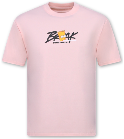 True Rise T-shirts Heren Grappig - Shirt Heren - Heren T shirt met Print - Fun Shirt Simpsons -1991- Roze