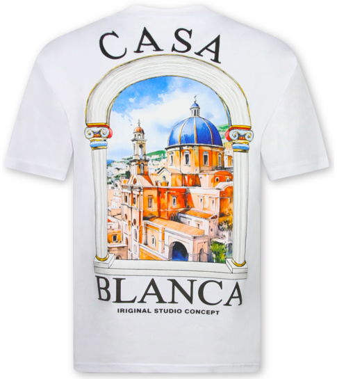 True Rise Casablanca Oversized Heren T shirt  - T shirt Heren met Print -1998- Wit