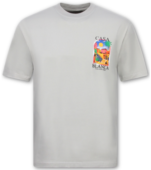 True Rise T shirt Heren - Casablanca T shirt Heren met Print - Heren Tshirt met Opdruk -1989- Grijs