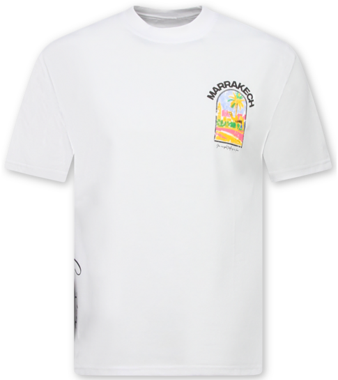 True Rise Marrakech T shirt Heren met Print - Heren Tshirt met Opdruk - Oversized T shirt Heren -1858- Wit