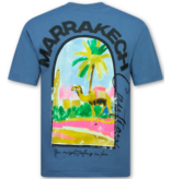 True Rise Heren Tshirt met Opdruk -  Oversized T shirt Heren  - Marrakech T shirt Heren met Print -1858- Blauw
