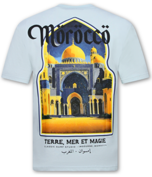 True Rise Marokko Heren Shirts  - T shirt Heren met Print - Heren Tshirt met Opdruk - 186-  Blauw