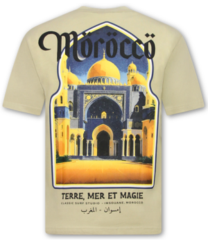 True Rise Heren Tshirt met Opdruk - Morocco Heren Shirts - T shirt Heren met Print - 186-  Bruin