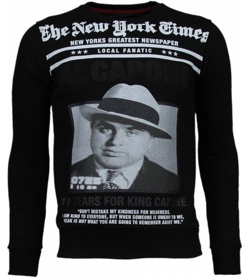 Local Fanatic Al Capone - Rhinestone Sweater - Zwart