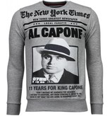 Local Fanatic Al Capone - Rhinestone Sweater - Grijs