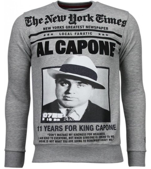 Local Fanatic Al Capone - Rhinestone Sweater - Grijs