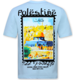 True Rise Palestina Shirt Heren - Heren Tshirt met Opdruk - T shirt Heren met Print - 190-  Blauw