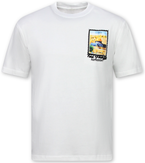 True Rise Free Palestine Shirt - Heren Tshirt met Opdruk - T shirt Heren met Print - 190-  Wit