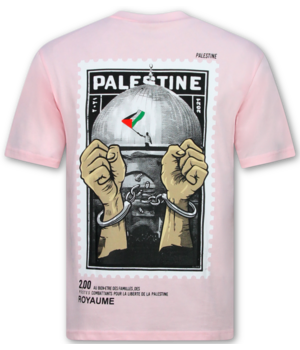 True Rise Free Palestine T shirt - Oversized T shirt Heren - T shirt Heren met Print - 183-  Roze