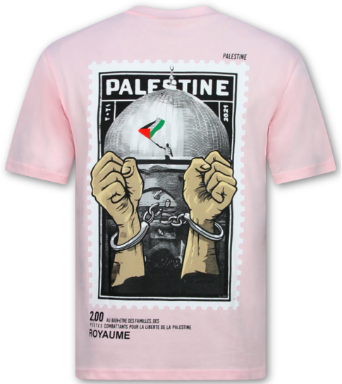 True Rise Free Palestine T shirt - Oversized T shirt Heren - T shirt Heren met Print - 183-  Roze