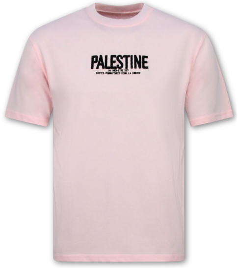 True Rise Free Palestine T shirt - Oversized T shirt Heren - T shirt Heren met Print - 183-  Roze
