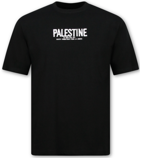 True Rise Free Palestine Oversized T shirt Heren - T shirt Heren met Print - 183-  Zwart