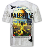 True Rise Free Palestine Oversized HerenT shirt  - Heren Tshirt met Opdruk - 185-  Wit