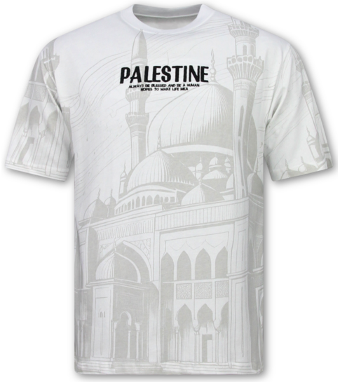 True Rise Free Palestine Oversized HerenT shirt  - Heren Tshirt met Opdruk - 185-  Wit
