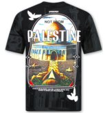 True Rise Palestine Oversized Heren T shirt  - Heren Tshirt met Opdruk - 185-  Zwart