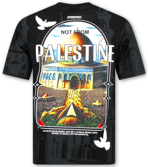 True Rise Palestine Oversized Heren T shirt  - Heren Tshirt met Opdruk - 185-  Zwart