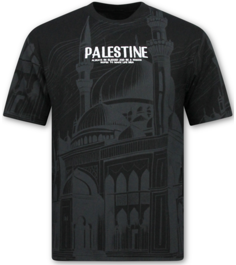 True Rise Palestine Oversized Heren T shirt  - Heren Tshirt met Opdruk - 185-  Zwart