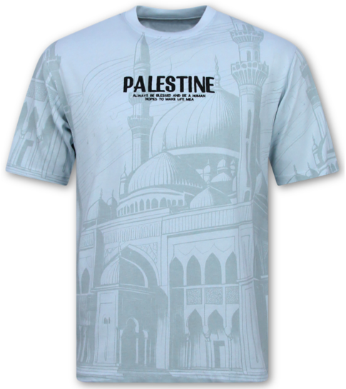 True Rise Palestine Heren T shirt  - Heren Tshirt met Opdruk - 185-  Blauw