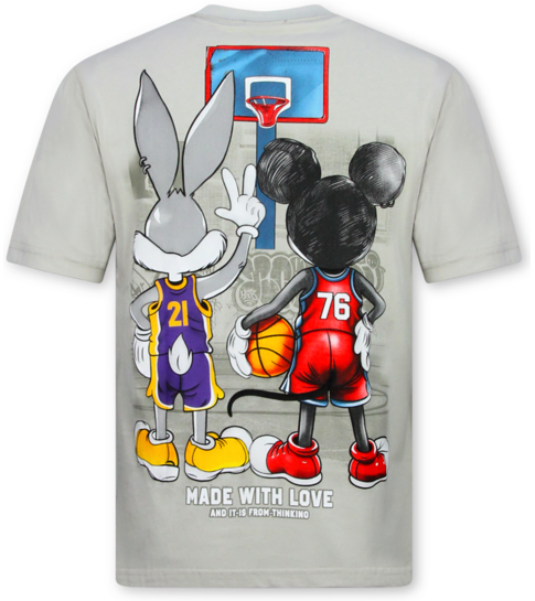 True Rise T-shirts Heren Grappig  - T shirt Heren met Print - Oversized T shirt Heren -303- Grijs