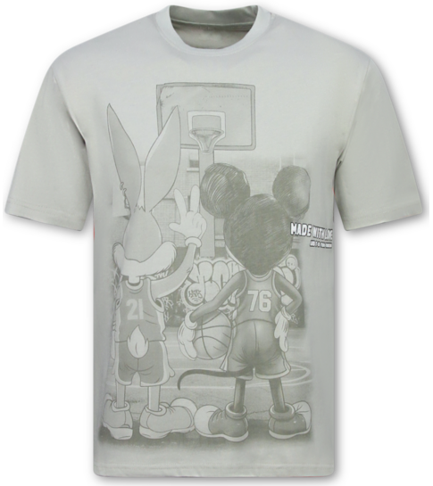 True Rise T-shirts Heren Grappig  - T shirt Heren met Print - Oversized T shirt Heren -303- Grijs