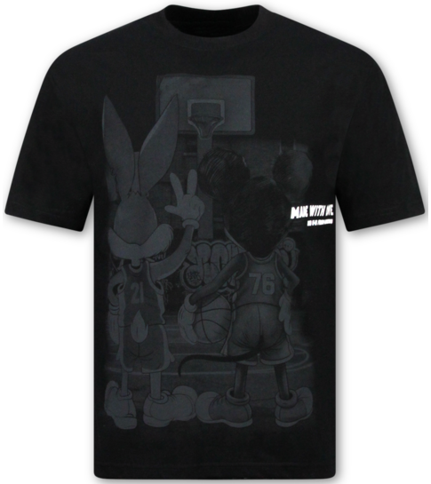 True Rise T-shirts Heren Grappig  - Heren T shirt met Print - Oversized T shirt Heren -303- Zwart