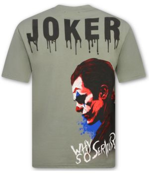 True Rise Joker Tshirt met Opdruk - T shirt Heren met Print  - Oversized T shirt Heren  - Funny shirt  -1796- Groen