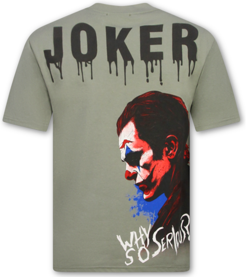 True Rise Joker Tshirt met Opdruk - T shirt Heren met Print  - Oversized T shirt Heren  - Funny shirt  -1791- Groen