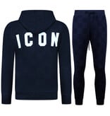True Rise Trainingspak Heren ICON - Tracksuit Heren - Joggingpak Heren Volwassenen -5837- Donker Blauw