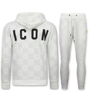 True Rise Trainingspak Heren ICON - Tracksuit Heren Twinset - Joggingpak Heren Volwassenen -5837- Wit