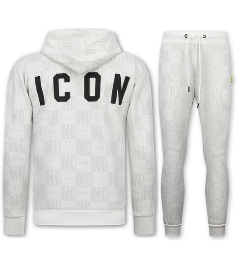 True Rise Trainingspak Heren ICON - Tracksuit Heren Twinset - Joggingpak Heren Volwassenen -5837- Wit
