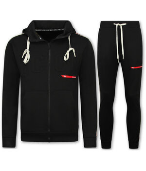 True Rise Trainingspak Heren ICON - Joggingpak Heren Volwassenen - Huispak Heren - Tracksuit - 6157 - Zwart