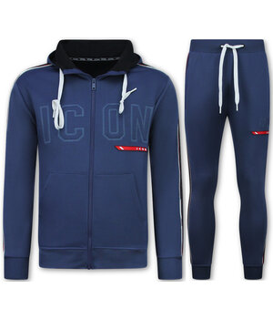 True Rise Trainingspakken Heren ICON - Joggingpak Heren - Huispak Heren Volwassenen - Tracksuit - 6157 - Blauw