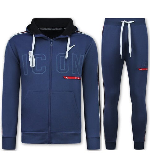 True Rise Trainingspakken Heren ICON - Joggingpak Heren - Huispak Heren Volwassenen - Tracksuit - 6157 - Blauw