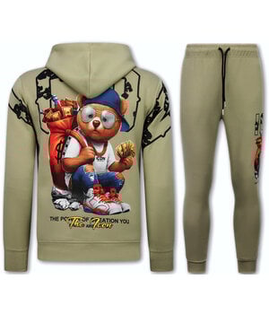 True Rise Tweedelige Set ICON- Trainingspak Heren - Joggingpak Heren - Huispak Heren - 088 - Bruin