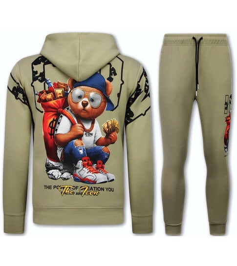 True Rise Tweedelige Set ICON- Trainingspak Heren - Joggingpak Heren - Huispak Heren - 088 - Bruin