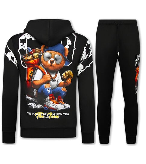 True Rise ICON Tweedelige Set - Heren Trainingspakken Volwassenen - Joggingpak Heren - Huispak Heren - 088 - Zwart