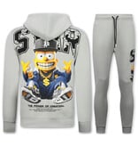 True Rise Simpsons Tweedelige Set - Heren Trainingspakken Volwassenen - Joggingpak Heren - Huispak Heren - 089 - Grijs