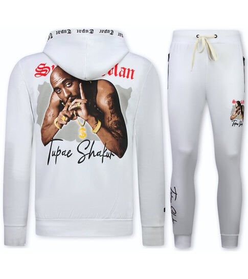 True Rise 2Pac Kleding  - Joggingpak Heren - Tupac Trainingspakken Heren - 3389 - Wit