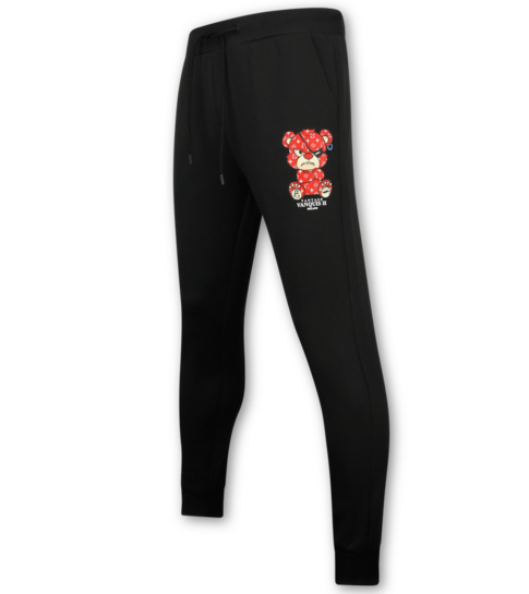True Rise Trainingspak Heren Teddy Bear- Joggingpak Heren Volwassenen - Huispak Heren  - 6052- Zwart/Rood