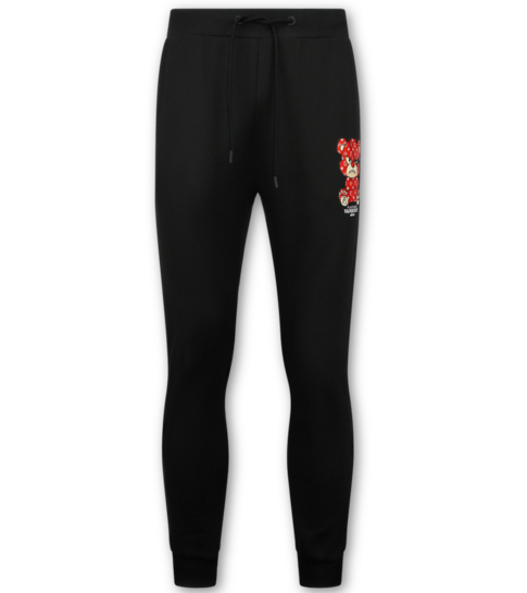 True Rise Trainingspak Heren Teddy Bear- Joggingpak Heren Volwassenen - Huispak Heren  - 6052- Zwart/Rood